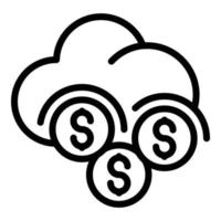 Cloud-Geld-Symbol-Umrissvektor. passives Einkommen vektor