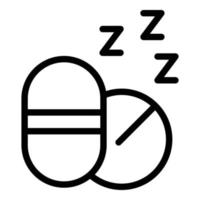 Schlaftabletten Symbol Umrissvektor. Schlafstörung vektor
