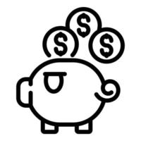 Sparschwein Einkommen Symbol Umrissvektor. passives Geld vektor