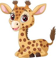 cartoon lustige kleine giraffe sitzt vektor