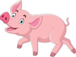 Cartoon lustiges Schwein auf weißem Hintergrund vektor
