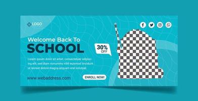 Back to School Ads Web Banner Design Konzept für die Schulzulassung Open Social Media Banner Template Design vektor
