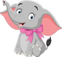 süßer elefantenkarikatur mit rosa schleife am hals