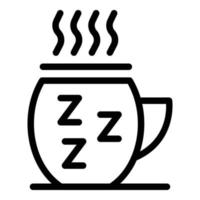 Nacht Kaffeebecher Symbol Umriss Vektor. Schlafbett vektor