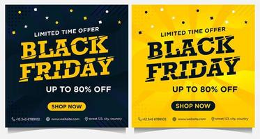 Black Friday Square Event Banner in Schwarz und Gelb vektor