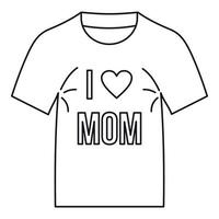 Ich liebe Mama-Shirt-Symbol, Umrissstil vektor