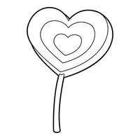 Lollipop-Herz-Symbol, Umrissstil vektor