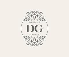 dg initialen brief hochzeitsmonogramm logos sammlung, handgezeichnete moderne minimalistische und florale vorlagen für einladungskarten, save the date, elegante identität für restaurant, boutique, café im vektor