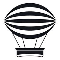 gestreifte Retro-Heißluftballon-Ikone, einfacher Stil vektor