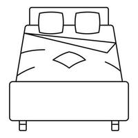 dubbel- säng ikon, översikt stil vektor