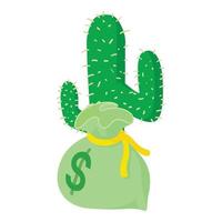 Västra symbol ikon isometrisk vektor. jätte grön kaktus och väska av pengar ikon vektor