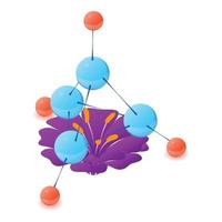 violette Blume Symbol isometrischer Vektor. Geblühte violette Blume mehrfarbiges Molekül vektor