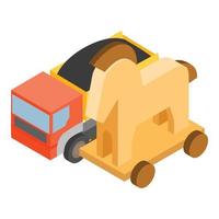 transport säkerhet ikon isometrisk vektor. dumpa lastbil och trä- trojan häst vektor