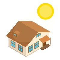 isometrischer vektor des sonnenaktivitätssymbols. Wohngebäude und helle Sonnenikone