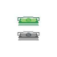 atm, bargeld abheben, geld dollar. Pixelkunst 8-Bit-Symbolvektorillustration vektor