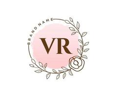 anfängliches vr feminines Logo. verwendbar für Natur-, Salon-, Spa-, Kosmetik- und Schönheitslogos. flaches Vektor-Logo-Design-Vorlagenelement. vektor