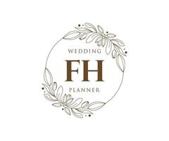 fh initialen brief hochzeitsmonogramm logos sammlung, handgezeichnete moderne minimalistische und florale vorlagen für einladungskarten, save the date, elegante identität für restaurant, boutique, café im vektor