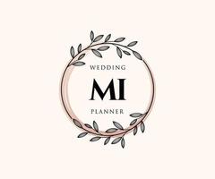 mi initialen brief hochzeitsmonogramm logos sammlung, handgezeichnete moderne minimalistische und florale vorlagen für einladungskarten, save the date, elegante identität für restaurant, boutique, café im vektor