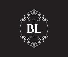 bl initialen brief hochzeit monogramm logos sammlung, handgezeichnete moderne minimalistische und florale vorlagen für einladungskarten, save the date, elegante identität für restaurant, boutique, café im vektor