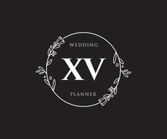 anfängliches xv feminines logo. verwendbar für Natur-, Salon-, Spa-, Kosmetik- und Schönheitslogos. flaches Vektor-Logo-Design-Vorlagenelement. vektor