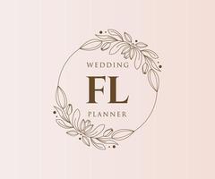 fl initialer brev bröllop monogram logotyper samling, hand dragen modern minimalistisk och blommig mallar för inbjudan kort, spara de datum, elegant identitet för restaurang, boutique, Kafé i vektor