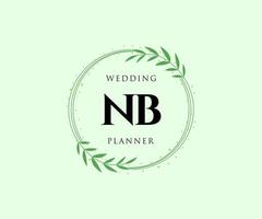 nb initialen brief hochzeitsmonogramm logos sammlung, handgezeichnete moderne minimalistische und florale vorlagen für einladungskarten, save the date, elegante identität für restaurant, boutique, café im vektor