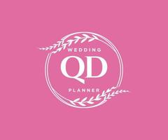 qd initialen brief hochzeitsmonogramm logos sammlung, handgezeichnete moderne minimalistische und florale vorlagen für einladungskarten, save the date, elegante identität für restaurant, boutique, café im vektor