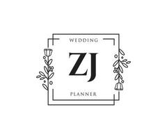 anfängliches feminines zj-logo. verwendbar für Natur-, Salon-, Spa-, Kosmetik- und Schönheitslogos. flaches Vektor-Logo-Design-Vorlagenelement. vektor