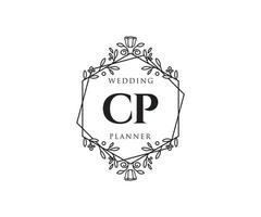 cp initialer brev bröllop monogram logotyper samling, hand dragen modern minimalistisk och blommig mallar för inbjudan kort, spara de datum, elegant identitet för restaurang, boutique, Kafé i vektor