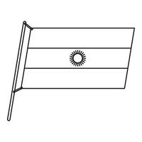 Argentinien-Flagge mit Fahnenmast-Symbol, Umrissstil vektor