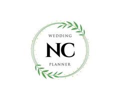 nc initialen brief hochzeitsmonogramm logos sammlung, handgezeichnete moderne minimalistische und florale vorlagen für einladungskarten, save the date, elegante identität für restaurant, boutique, café im vektor