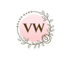 första vw feminin logotyp. användbar för natur, salong, spa, kosmetisk och skönhet logotyper. platt vektor logotyp design mall element.