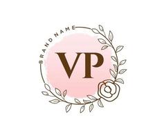 anfängliches vp feminines logo. verwendbar für Natur-, Salon-, Spa-, Kosmetik- und Schönheitslogos. flaches Vektor-Logo-Design-Vorlagenelement. vektor