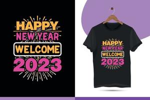 Lycklig ny år Välkommen 2023 - Lycklig ny år vektor design mall.