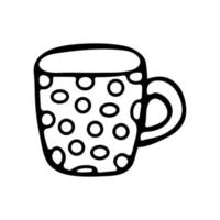 eine tasse kaffee gepunkteter schwarz-weißer gekritzelstil vektor