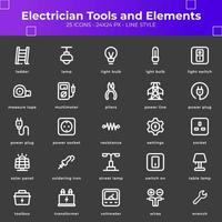 Elektriker-Werkzeuge und Elemente-Icon-Pack vektor