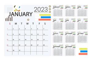 Kalender für 2023 Tamplate, Business, Infografik vektor