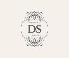 ds initialen brief hochzeitsmonogramm logos sammlung, handgezeichnete moderne minimalistische und florale vorlagen für einladungskarten, save the date, elegante identität für restaurant, boutique, café im vektor