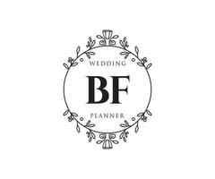 bf initials brief hochzeitsmonogramm logos sammlung, handgezeichnete moderne minimalistische und florale vorlagen für einladungskarten, save the date, elegante identität für restaurant, boutique, café im vektor