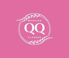 qq initialen brief hochzeitsmonogramm logos sammlung, handgezeichnete moderne minimalistische und florale vorlagen für einladungskarten, save the date, elegante identität für restaurant, boutique, café im vektor