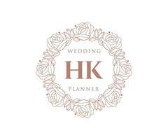 hk initialen brief hochzeitsmonogramm logos sammlung, handgezeichnete moderne minimalistische und florale vorlagen für einladungskarten, save the date, elegante identität für restaurant, boutique, café im vektor