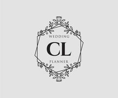 cl initialen brief hochzeitsmonogramm logos sammlung, handgezeichnete moderne minimalistische und florale vorlagen für einladungskarten, save the date, elegante identität für restaurant, boutique, café im vektor