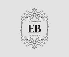 eb initialer brev bröllop monogram logotyper samling, hand dragen modern minimalistisk och blommig mallar för inbjudan kort, spara de datum, elegant identitet för restaurang, boutique, Kafé i vektor