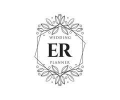 er initialer brev bröllop monogram logotyper samling, hand dragen modern minimalistisk och blommig mallar för inbjudan kort, spara de datum, elegant identitet för restaurang, boutique, Kafé i vektor