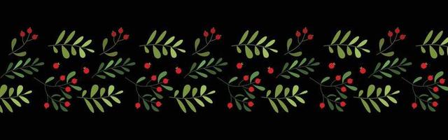 dekoration av löv och blommor för jul bakgrund design. blad och bär mönster illustration för tapet vektor