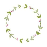 illustration av runda blommor krans för romantisk ram design. minimalistisk blommig för bröllop inbjudan, text kopia Plats och prydnad vektor