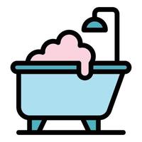 hygienische Badewanne Symbol Farbe Umriss Vektor