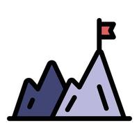 Wandern Berge Symbol Farbe Umriss Vektor