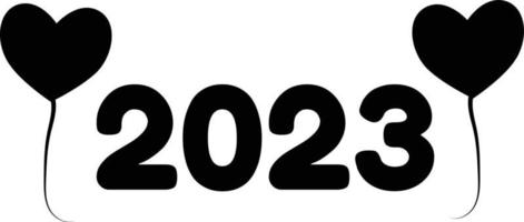 Lycklig ny år 2023 text typografi design vektor