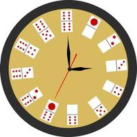 Vektor eine Kreisuhr mit einer Dominokarte. Die Uhr zeigte 3 Uhr.